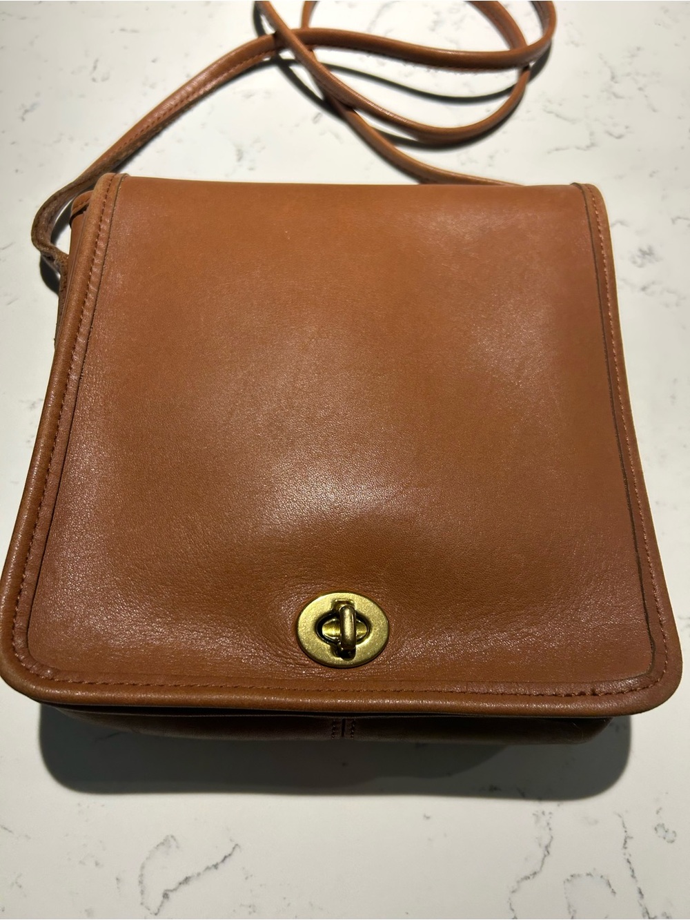 Vintage COACH 9620 Mini Bag Crossbody Strap Tobac Brown Full-Grain Leather USA